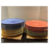 (21) Swirl Plates Blue / Green / Yellow / Orange