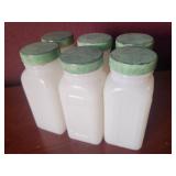 (6) Milk Glass Spice Jars