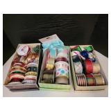 (3) Shoe Boxes of Ribbon