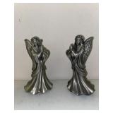 (2) Pewter Angel Candlestick Holders , 7 in. H