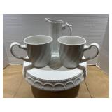 Pie Plate / (2) Coffee Cups / Creamer