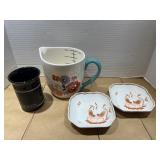 Ginori Italian Porcelain Roosters Tray + PW Cup