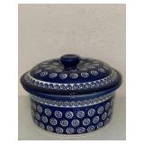 Boleslawiec Blue Polish Pottery Round Dish w/Lid
