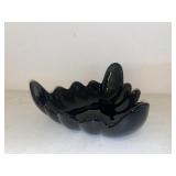 Black Amethyst Triangular Bowl Scalloped Edge
