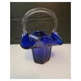8in Cobalt Blue Glass Basket