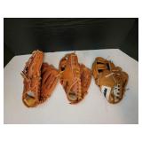 (3) Kids Baseball Gloves