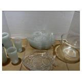 (7) Glass Fish Plates (1) Bowl (6) Shot Glass