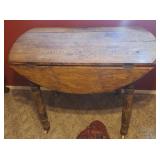 Solid Wood Drop Leaf Table On Rollers