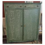 Green Distressed Cabinet w/2 Drawers