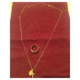 14k Ring & Chain w Pendants