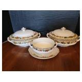 (2) Covered Veggie Bowls & Compote Bowl