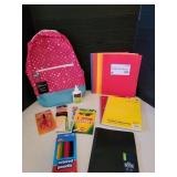 Pink Backpack with School Supplies