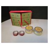 (2) Small Candles and Decorative Trinket Boxes