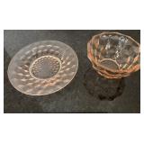 Pink Glass Depression Bowl / Saucer