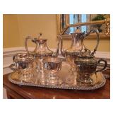 Tea set silver on copper