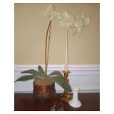 Artificial Orchid, Candle, Candle Holder & More