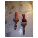 (2) Vintage Wall Console W/ (1) Vase & (1) Candle
