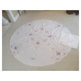 Vintage Hand made Flower Embroidery  Table Cloth