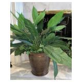 13 in. Metal Planter w/Faux Lily Plant