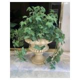14 in. Footed Flower Pot w/ Faux Plant