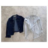 Denim Jacket and Gray Cardigan, Size Small