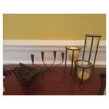 Candle Holders, Metal & Wood Tripods