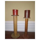 Wooden Candle Holders W/ Candles