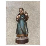 11 in. Wooden Monk Sculpture