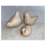 (3) Small Hen Ceramic Figurines
