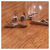 Silver Toned Cufflinks & Tie Pins