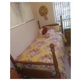 Wooden Pecan Color Pinecone Twin Size Bed