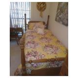 Wooden Pecan Color Pinecone Twin Size Bed