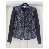 Peter Nygard Women Gray Tight Knit Animal Print