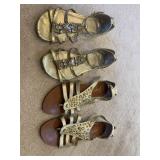 (2) Pairs of Gold Sandals Size 7.5