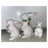 (3) Ceramic Bunny Figurines