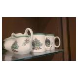 Spode Mugs w Sugar & Creamer