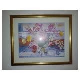 Vintage W/ Gold Trim Flower Print