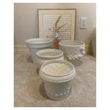 White Ceramic Plant Holder and Frame