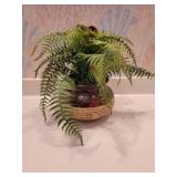 Clay Pot with Faux Ferns