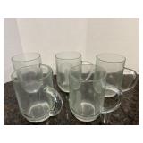 (5) Heavy Glass Mugs