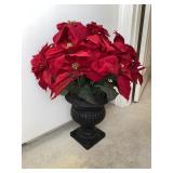 12 in. Ceramic Footed Planter with Faux Poinsettia