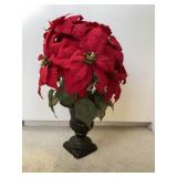 9 in. Footed Planter w/Artificial Poinsettia Plant