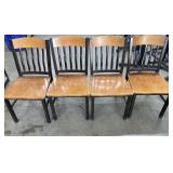 (4) Steel Restaurant Chairs w/Wood Seat and Back
