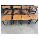 (4) Steel Restaurant Chairs w/Wood Seat and Back