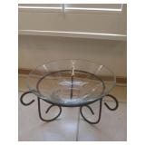 Glass Vase W/ Metal Stand 12 in  x7.5 in