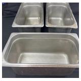 (3) Stainless Steel Third Pans 6 in Deep