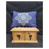 Two Drawer Wooden Box & Pillow