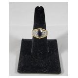 Onyx & CZ Fashion Ring Sz 7.5
