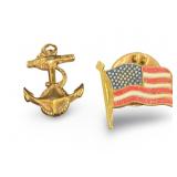 US Navy Metal Insignia & US Flag Lapel Pin