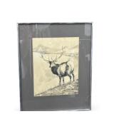 1980 Lithograph Framed 12 Point Buck Print